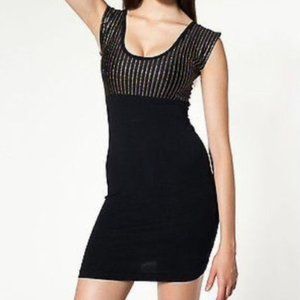NWOT American Apparel Black & Gold Mini Dress